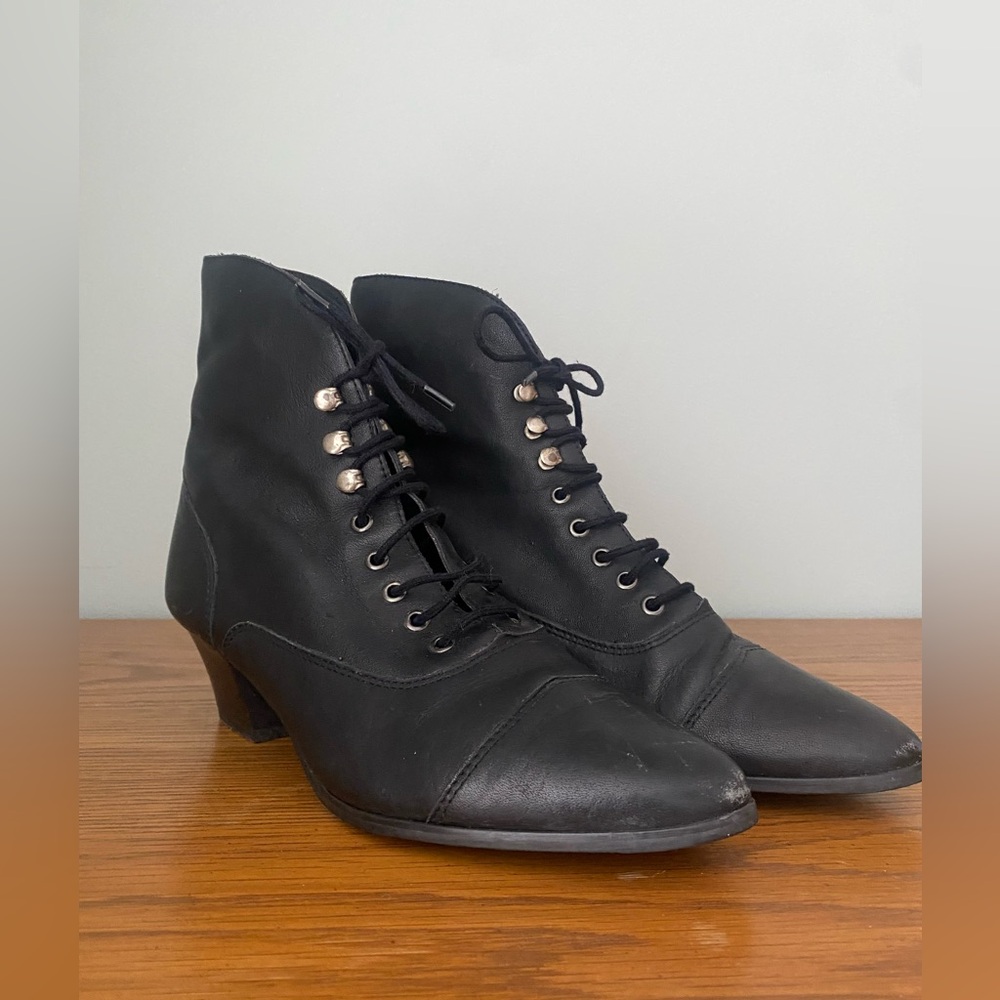 BANDITS Vintage leather black lace up boots 7.5m fits more like a 7